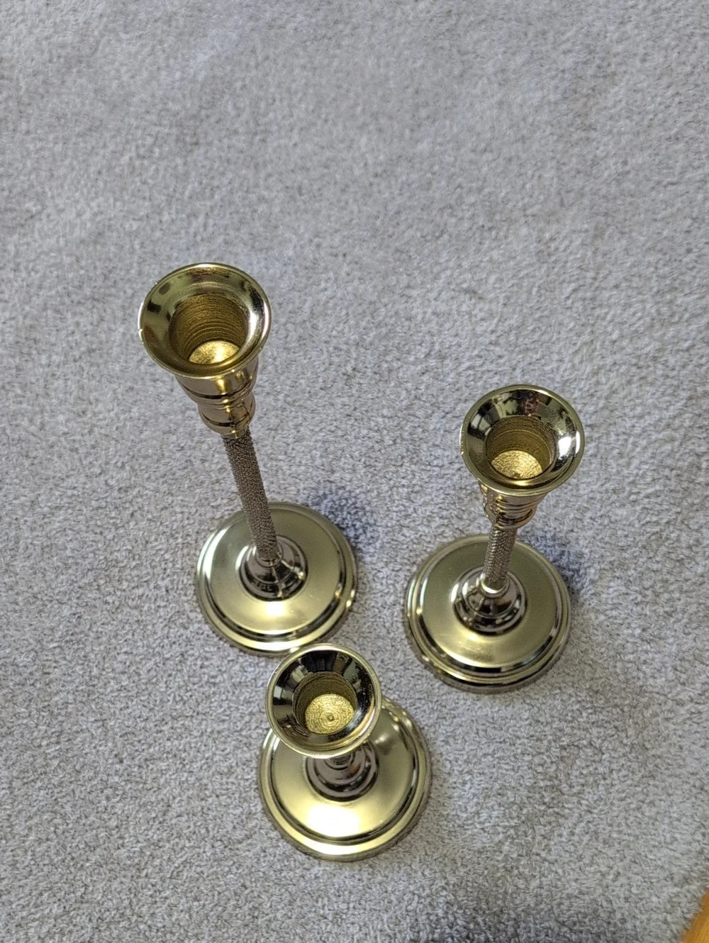 Gold Finish Taper Candlestick Holders - Set of 3